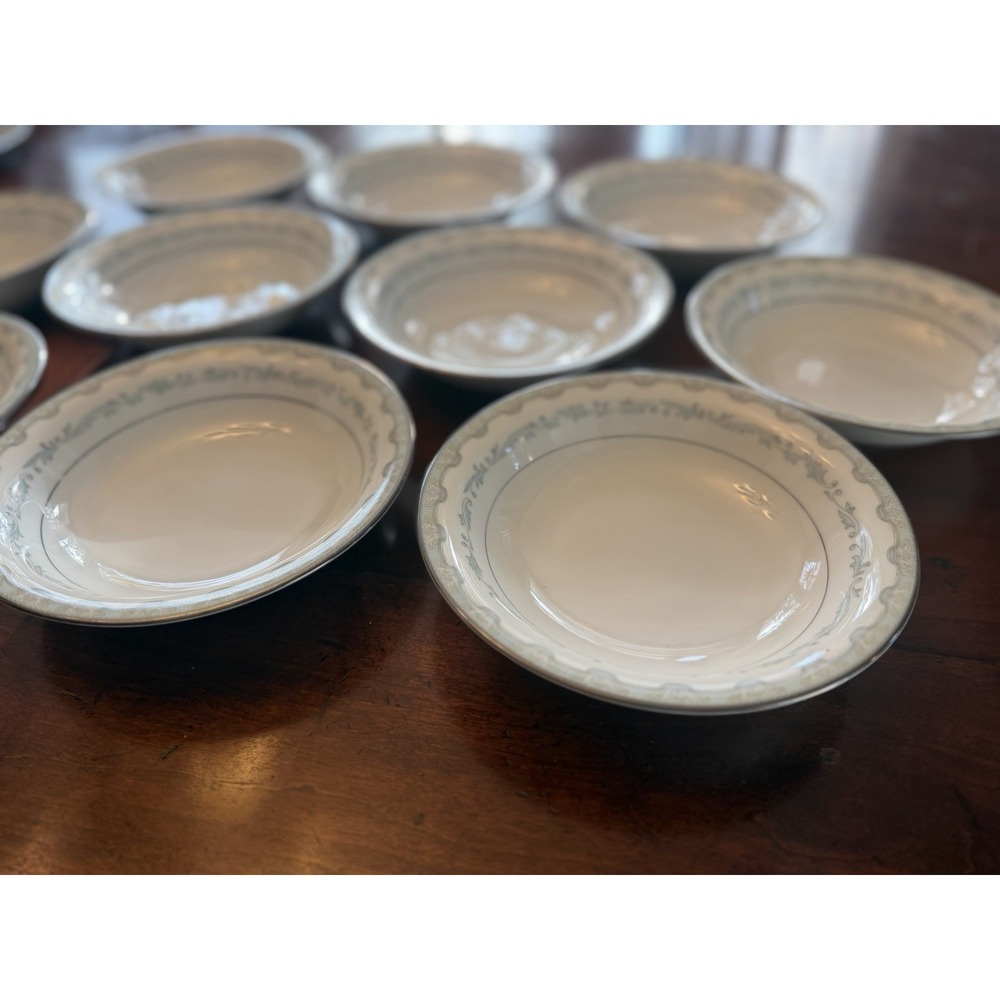Lot of 10 Vintage Noritake Margaret 6243 Coupe Soup Cereal Bowls 7.5" Platinum